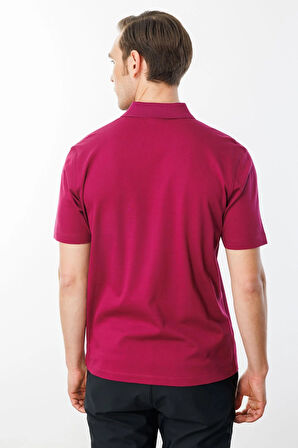 Erkek Polo Yaka Pike Merserize T-shirt Fuşya