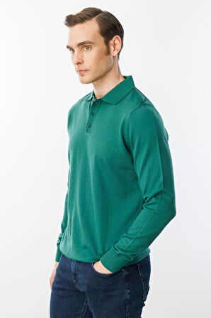 Erkek Basic Polo Yaka İnce Triko Kazak Ö.Başı