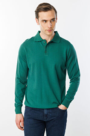 Erkek Basic Polo Yaka İnce Triko Kazak Ö.Başı