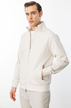 Erkek Hakim Yaka Yan Cepli Mont Krem