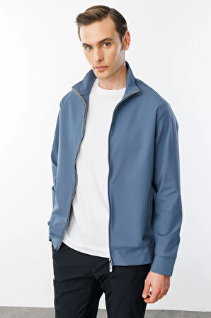 Erkek Hakim Yaka Yan Cepli Mont H.Mavi