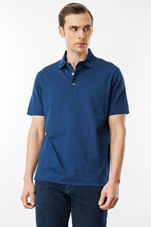 Erkek Polo Yaka Merserize T-shirt Petrol