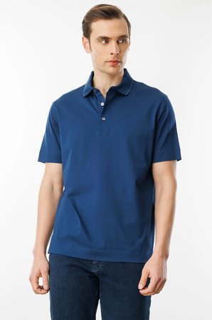 Erkek Polo Yaka Merserize T-shirt Petrol