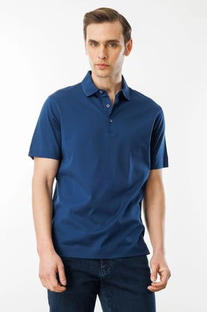 Erkek Polo Yaka Merserize T-shirt Petrol