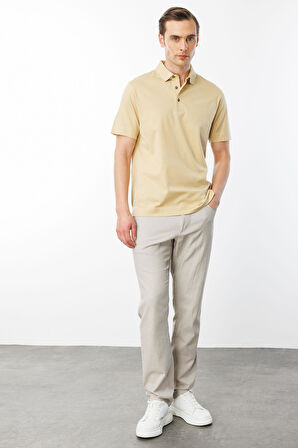 Erkek Polo Yaka Merserize T-shirt Sarı