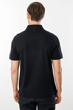 Erkek Polo Yaka Merserize T-shirt Siyah