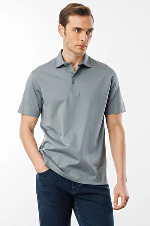 Erkek Polo Yaka Merserize T-shirt Füme