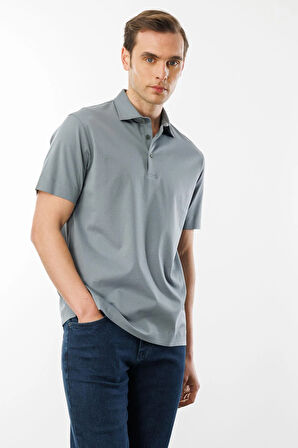 Erkek Polo Yaka Merserize T-shirt Füme
