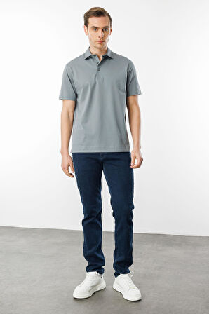 Erkek Polo Yaka Merserize T-shirt Füme