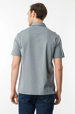 Erkek Polo Yaka Merserize T-shirt Füme