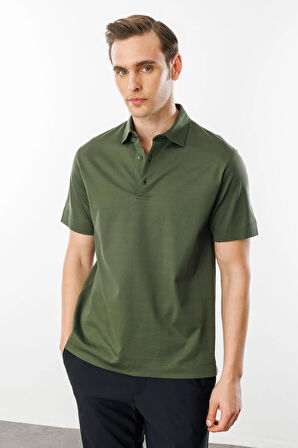 Erkek Polo Yaka Merserize T-shirt Yeşil