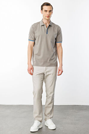 Erkek Polo Yaka Merserize T-shirt Gri