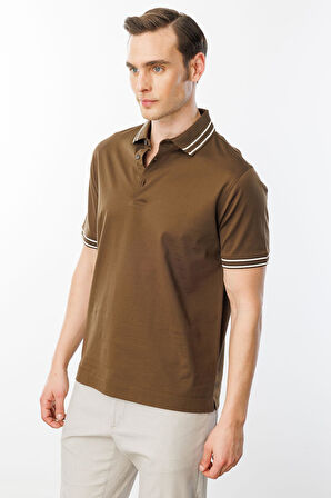 Erkek Polo Yaka Merserize T-shirt Kahve