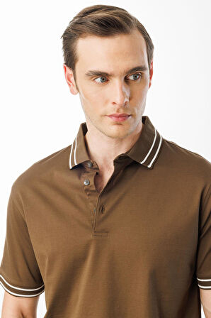 Erkek Polo Yaka Merserize T-shirt Kahve