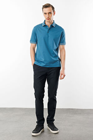 Erkek Polo Yaka Merserize T-shirt Petrol