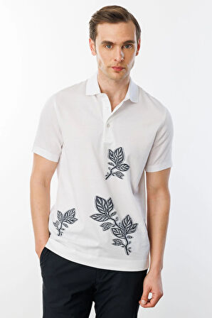 Erkek Polo Yaka Merserize T-shirt Beyaz