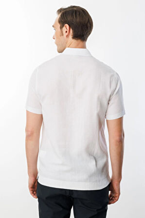 Erkek Polo Yaka Merserize T-shirt Beyaz