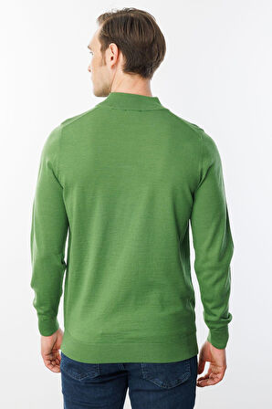 Erkek Basic Yarım Balıkçı İnce Triko Kazak K.Yosun