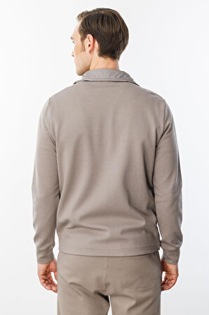 Erkek Önü Kapitone Eşofman Üstü Vizon