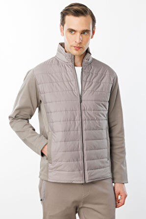 Erkek Önü Kapitone Eşofman Üstü Vizon