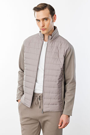 Erkek Önü Kapitone Eşofman Üstü Vizon