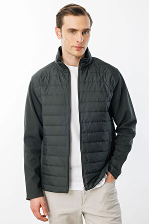 Erkek Önü Kapitone Eşofman Üstü Haki