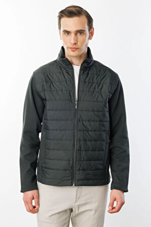 Erkek Önü Kapitone Eşofman Üstü Haki