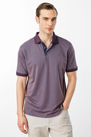 Erkek Polo Yaka Yakası ve Kolu Triko T-shirt Kahve