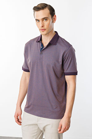 Erkek Polo Yaka Yakası ve Kolu Triko T-shirt Kahve