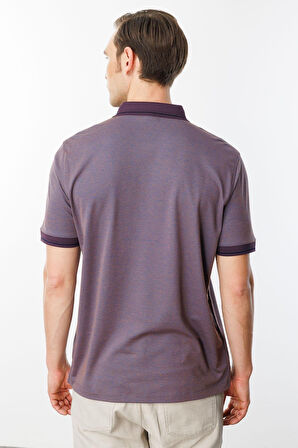 Erkek Polo Yaka Yakası ve Kolu Triko T-shirt Kahve