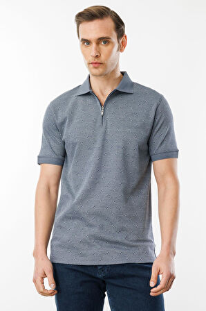 Erkek Fermuarlı T-shirt Füme