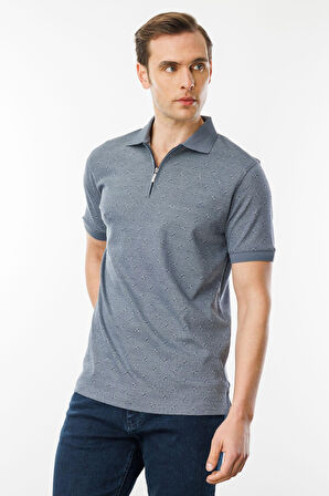 Erkek Fermuarlı T-shirt Füme