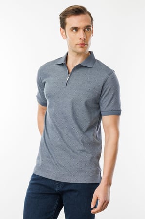 Erkek Fermuarlı T-shirt Füme