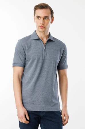 Erkek Fermuarlı T-shirt Füme
