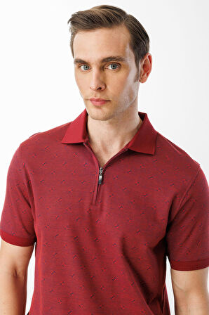 Erkek Fermuarlı T-shirt Bordo