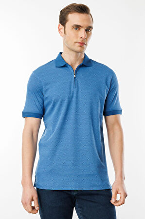 Erkek Fermuarlı T-shirt Saks