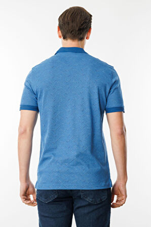 Erkek Fermuarlı Jakarlı T-shirt Saks