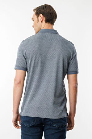 Erkek Fermuarlı Jakarlı T-shirt Füme