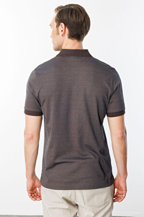 Erkek Fermuarlı Jakarlı T-shirt Kahve