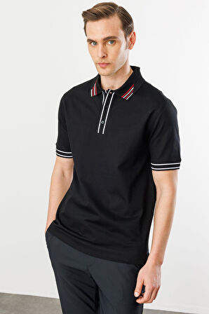 Erkek Polo Yaka T-shirt Siyah