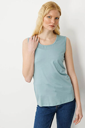 Kadın Askılı Penye T-shirt Mint