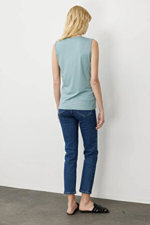 Kadın Askılı Penye T-shirt Mint