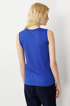 Kadın Askılı Penye T-shirt Saks