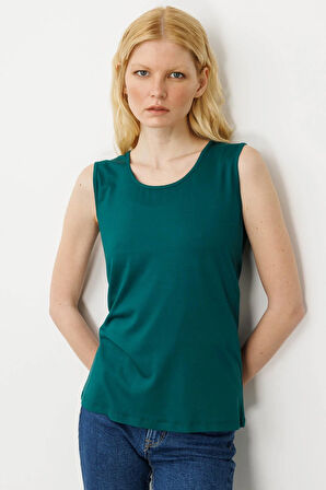 Kadın Askılı Penye T-shirt Yeşil