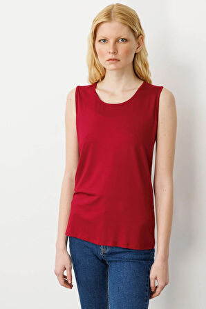 Kadın Askılı Penye T-shirt Bordo