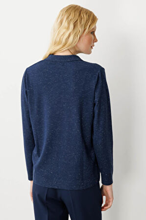 Kadın Polo Yaka Angelina Basic Bluz Lacivert