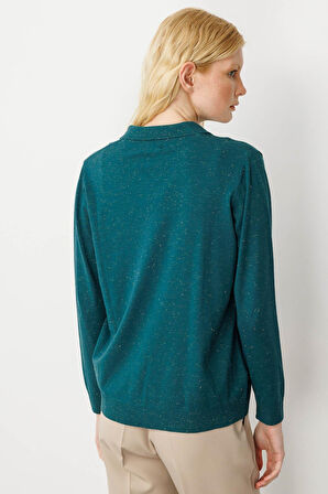 Kadın Polo Yaka Angelina Basic Bluz Yeşil