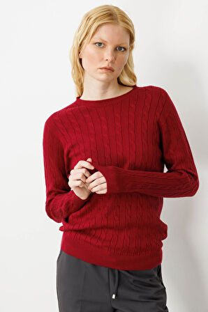 Kadın Sıfır Yaka Saç Örgülü Kazak V.Çürüğü