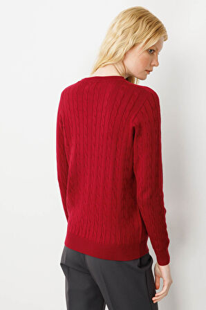 Kadın Sıfır Yaka Saç Örgülü Kazak V.Çürüğü