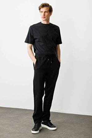 Erkek Cep Yanı Kumaş Eşofman Altı Siyah